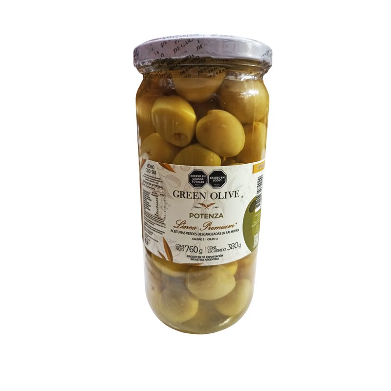 Aceitunas Verdes Descarozadas POTENZA N° 0000 x 380 Gr. Esc. VIDRIO