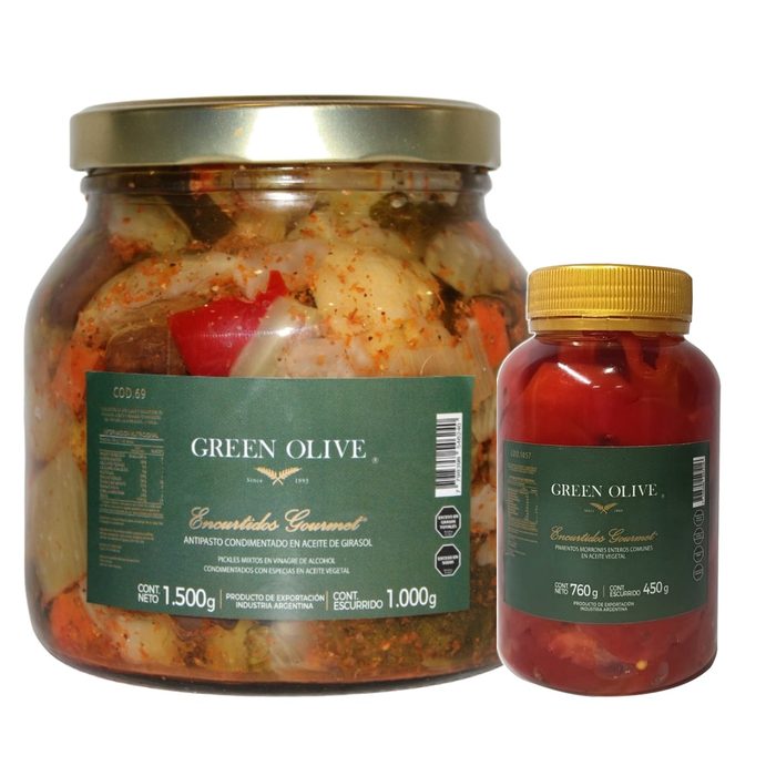 Combo Antipasto 1 Kg + Morrones En Aceite 450 G