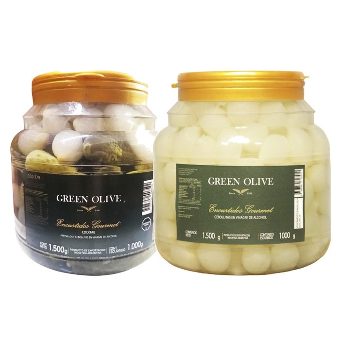 Combo Cocktail De Pepinitos Y Cebollitas + Cebollitas 1 Kg