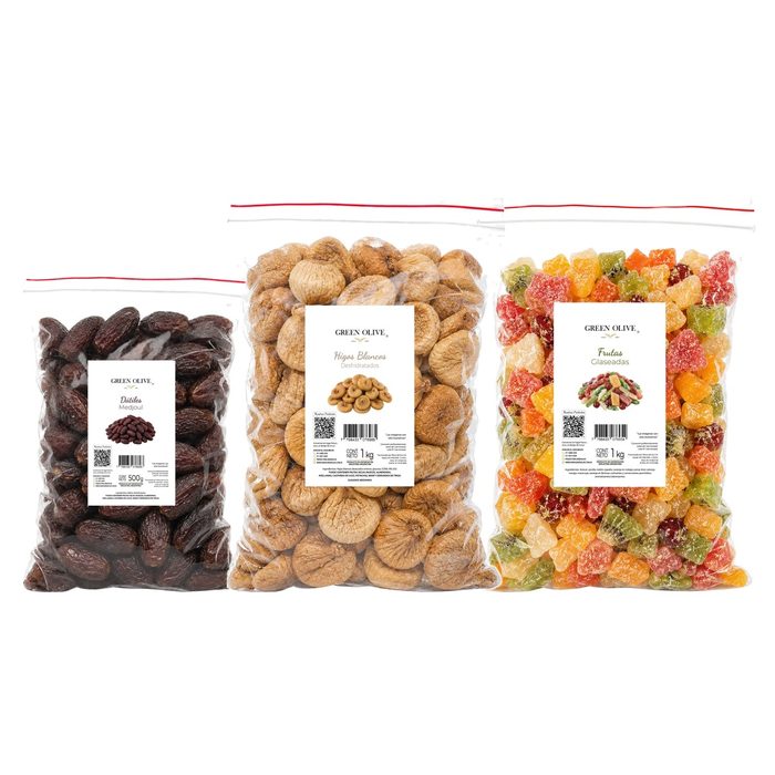 Combo Fiestas Dátiles Medjool + Higos + Frutas Glaseadas