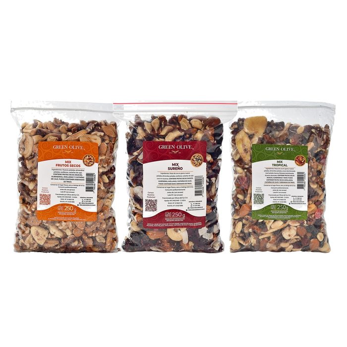 Combo Mix Frutos Secos + Mix Sureño + Mix Tropical 250 G