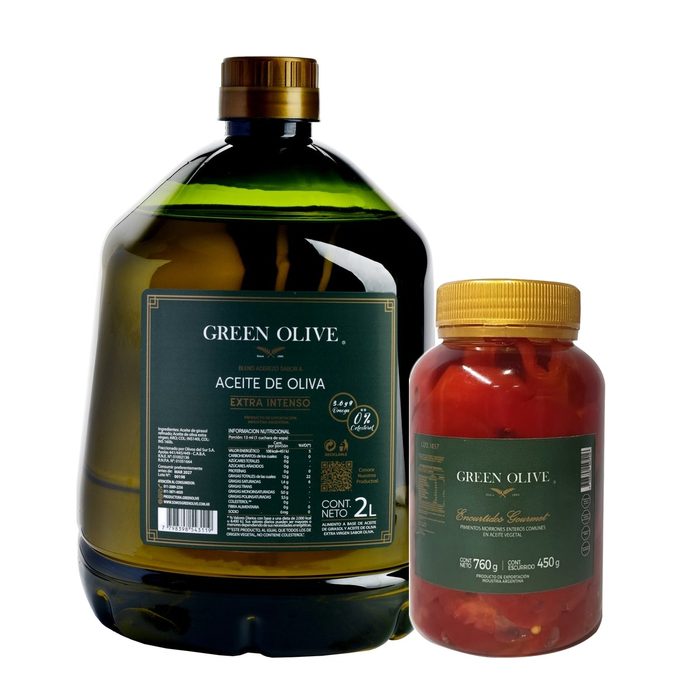 Combo Aceite De Oliva Blend 2 L + Morrones En Aceite 450 G