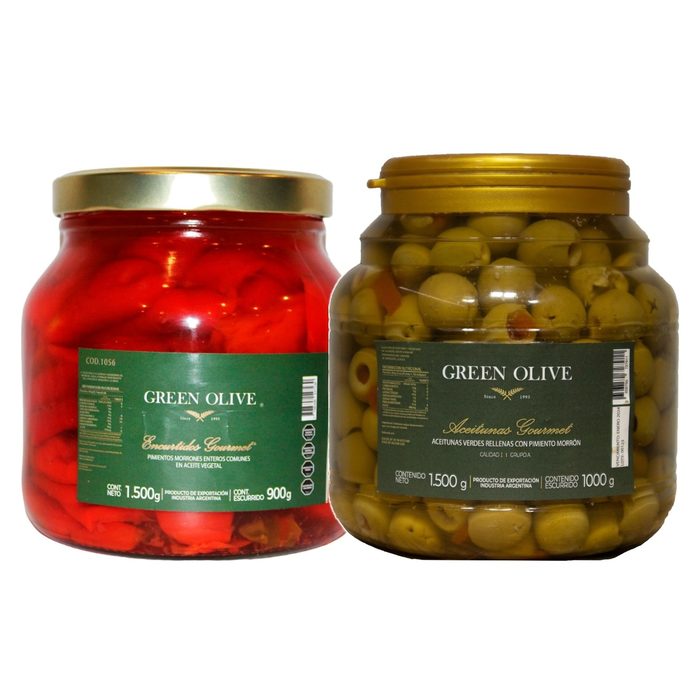 Combo Morrones En Aceite 900 G + Aceitunas Rellenas 1 Kg
