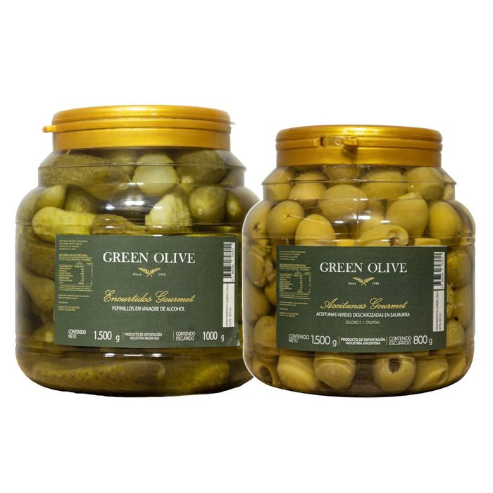 Combo Pepinitos 1 Kg + Aceitunas Descarozadas N°0 800 G