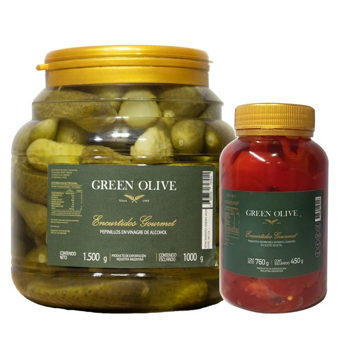 Combo Pepinitos 1 Kg + Morrones En Aceite 450 G