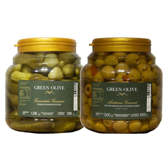 Combo Pepinitos 1 Kg + Aceitunas Rellenas Morrón 1 Kg