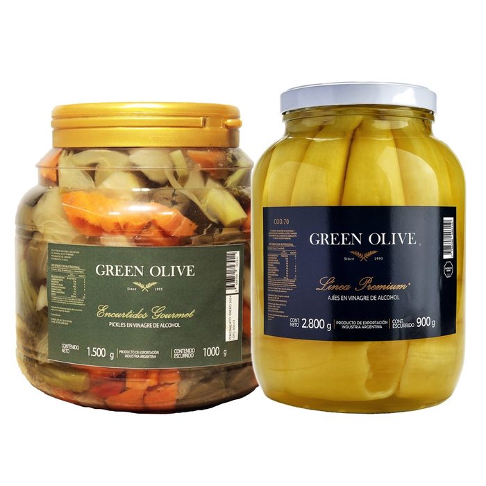 Combo Pickles Mixtos 1 Kg + Ajíes En Vinagre 900 G