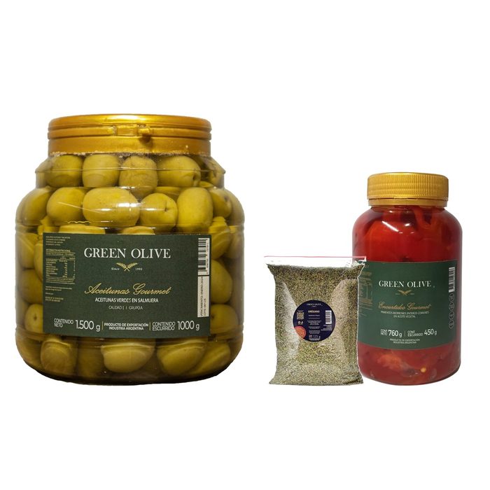Combo Pizzero Aceitunas N°2 1 Kg + Orégano + Morrones